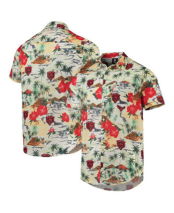 Мужская кремовая рубашка Chicago Bears Paradise с цветочным принтом на пуговицах FOCO