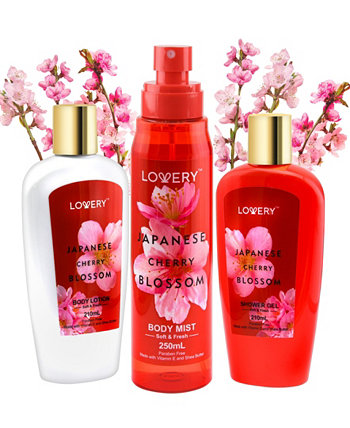 Подарочный набор для ухода за телом, дорожный набор для ванны и тела с цветком японской вишни, 3 предмета Lovery