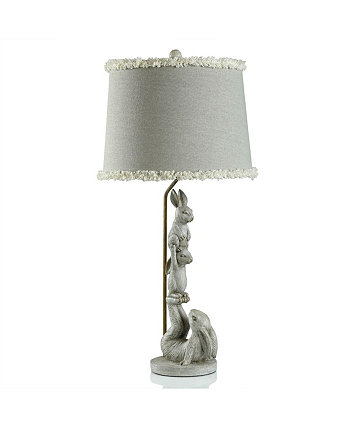 Настольная лампа Chrysta Cream Charming Bunnies размером 32,5 дюйма с рюшным абажуром StyleCraft Home Collection