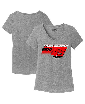 Женская серая футболка Tyler Reddick Tri-Blend с v-образным вырезом 23xi Racing