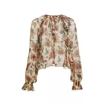 Шелковая блузка Bernadette с цветочным принтом Ulla Johnson