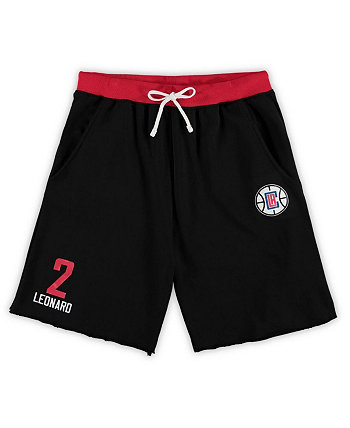 Мужские шорты Kawhi Leonard Black LA Clippers Big and Tall с именем и номером из френч терри Majestic