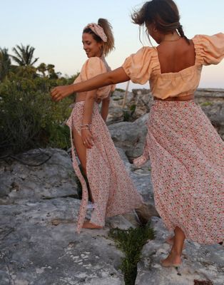 Розовая юбка-сарон с запахом и запахом Labelrail x Collyer Twins Labelrail