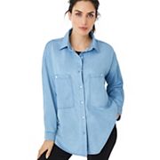 Женская Блузка Ellos Oversized Button-Front Denim Shirt Ellos