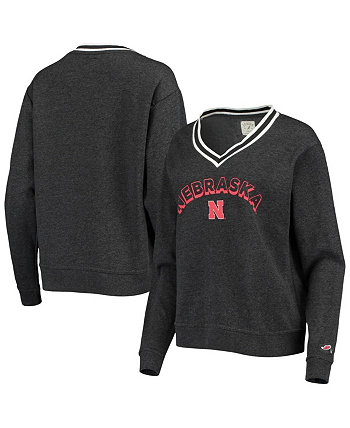 Женский черный пуловер с треугольным вырезом Nebraska Huskers Victory Springs Tri-Blend, толстовка с v-образным вырезом League Collegiate Wear