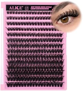 ALICE Natural Cluster Eyelash Extensions Lash Clusters DIY Lash Extensions Fluffy Wispy Eyelash Clusters D Curl Individual Lashes 154pcs ALICE