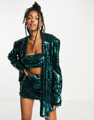 Kyo The Brand sequin blazer in green - part of a 3 piece set KYO
