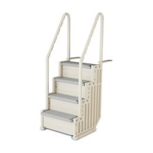 Confer Step-1 Above Ground Swimming Pool Ladder 4 Stair Step Entry System, Gray Confer