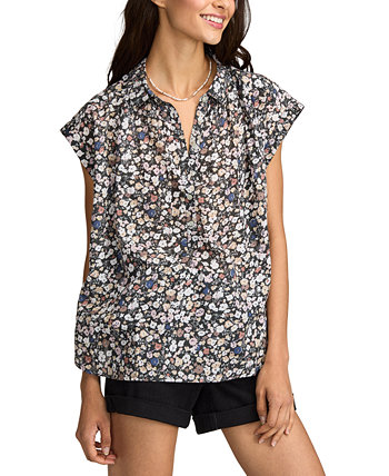 Женская хлопковая блузка-поповер с цветочным воротником Lucky Brand