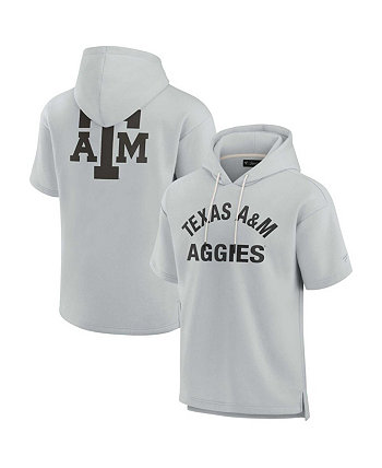 Мужской и женский серый пуловер с капюшоном из супермягкого флиса Texas A&M Aggies с короткими рукавами Fanatics Signature