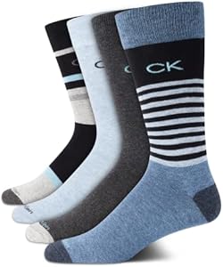 Calvin Klein Men's Dress Socks - Cotton Blend Crew Socks: Patterns and Solids (4 Pack) Calvin Klein