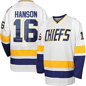 Классическая хоккейная футболка Hanson Brothers из фильма "Ударная сила" Charlestown Chiefs 16, 17, 18, хлопок и полиэстер, свободный крой Mesospero