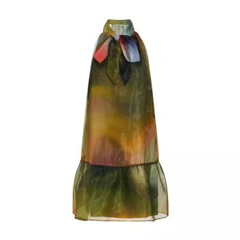 Платье Nikki Peridot из органзы с вырезом халтер и воротником-стойкой MARIE OLIVER