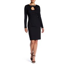 Women's Focus By Shani Bow Keyhole Long Sleeve Knit Dress FOCUS BY SHANI