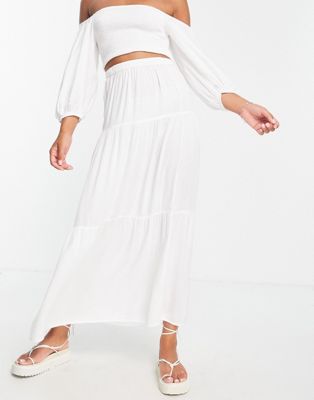 Esmee Exclusive tiered maxi skirt in white - part of a set Esmée
