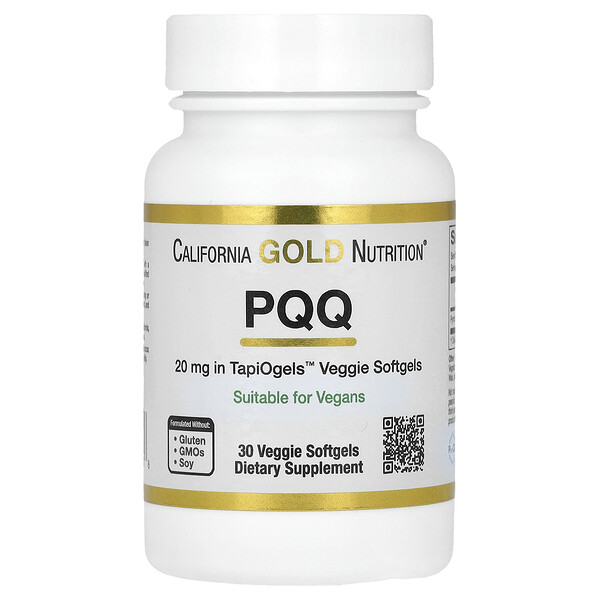 PQQ, 20 мг, 30 растительных мягких желатиновых капсул California Gold Nutrition