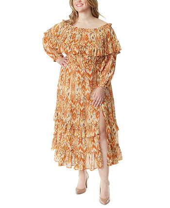 Многоуровневое платье Merisa с принтом, большие размеры, с разрезом спереди и рюшами Jessica Simpson