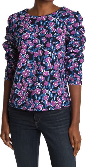 Блуза со сборками на рукавах с цветочным принтом MELLODAY