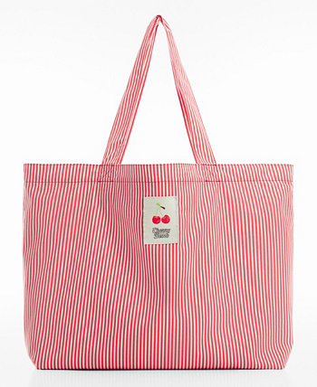Women's Striped Shopper Bag MANGO