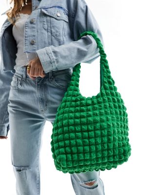 Гламурная зеленая сумка на плечо с текстурой попкорна GLAMOROUS