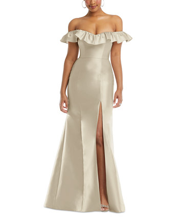 Women's Off-The-Shoulder Ruffled High-Slit Gown Alfred Sung