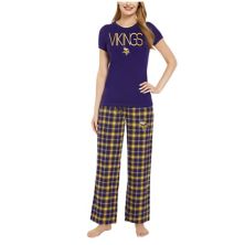 Women's Concepts Sport Purple/Gold Minnesota Vikings Arctic T-Shirt & Flannel Pants Sleep Set Unbranded