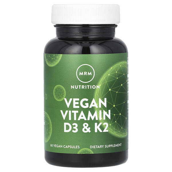 Веганские витамины D3 и K2, 60 веганских капсул MRM