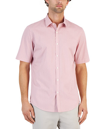 Мужская эластичная рубашка на пуговицах с геометрическим рисунком и короткими рукавами, созданная для Macy's Alfani
