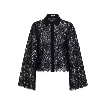 Carter Lace Bell-Sleeve Blouse L'AGENCE