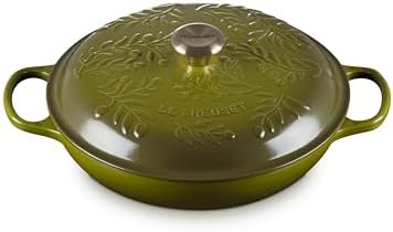 Le Creuset Olive Branch Collection Enameled Cast Iron Signature Braiser, 3.5 qt., Artichaut with Embossed Lid Le Creuset