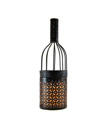 Металлический фонарь Lumabase Black Wine Bottle со светодиодной свечой JH Specialties Inc / Lumabase