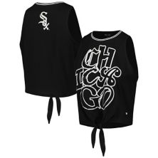 Women's The Wild Collective Black Chicago White Sox Twisted Tie Front Tank Top The Wild Collective