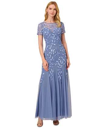 Платье с цветочным принтом и бисером Adrianna Papell