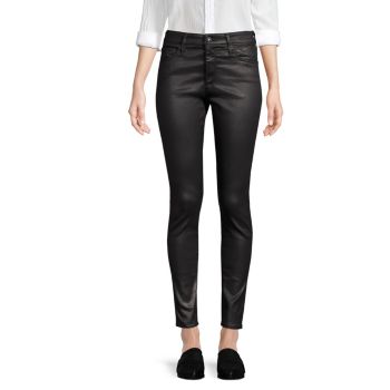 Кожаные брюки-скинни Farrah с высокой посадкой до щиколотки AG Jeans