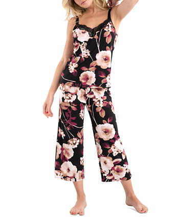 Женские укороченные брюки Ariella с цветочным принтом и кружевной отделкой, 2 предмета. Пижамный комплект Linea Donatella