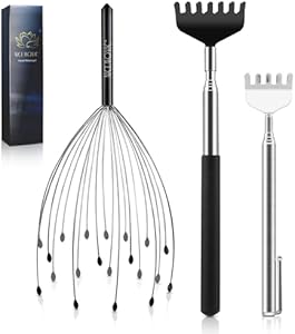 NICEMOVIC 20 Fingers Head Scalp Massager Back Scratcher Stocking Stuffers Stress Relief Gifts for Men Women, Idea Extendable Back Scratcher for Head Body Relaxing, Festival Birthday Christmas Gifts NICEMOVIC