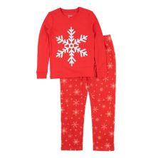 Leveret Kids Cotton Top and Fleece Pants Pajamas Snowflake Leveret