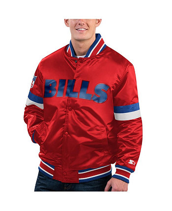 Мужская красная атласная университетская куртка с длинными кнопками и потертостями Buffalo Bills Gridiron Classics Home Game Starter