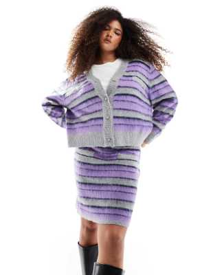 Renee Studio exclusive pocket detail knitted mini skirt in brushed purple stripe - part of a set Renee Studio