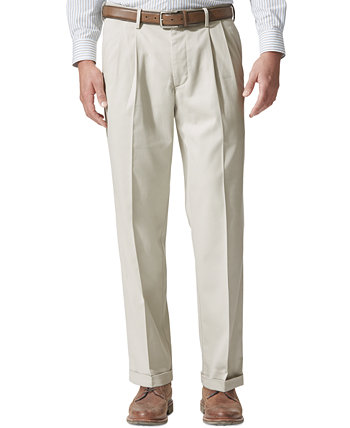 Мужские удобные плиссированные брюки в хаки с эластичной манжетой Dockers