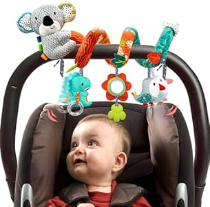 Car Seat Toys Newborn Toys Stroller Toys, Baby Toys 0-3 Months Infant Toys 0-6 Months, Baby Sprial Toys for Carseat Stroller Crib with Music Rattle, Baby Toys for 0 3 6 9 12 Boys Girls Enfants MONSTIME