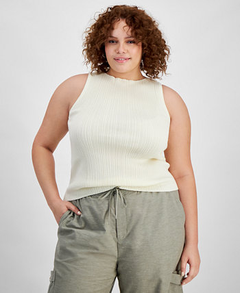 Trendy Plus Size Ribbed Boat-Neck Sweater Tank And Now This
