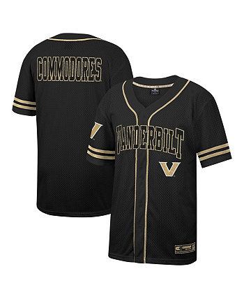Men's Black Vanderbilt Commodores Free Spirited Mesh Button-Up Baseball Jersey Colosseum