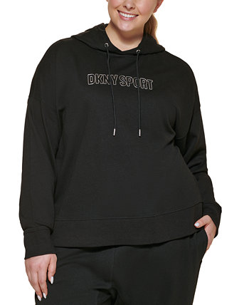Плюс размер Укороченная худи с металлическим логотипом DKNY