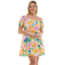 Juniors' Plus Size Lily Rose Square Neck Dress Lily Rose