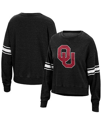 Женский черный свитшот Oklahoma Sooners Camden с рукавами в полоску и вымытым пуловером Top of the World