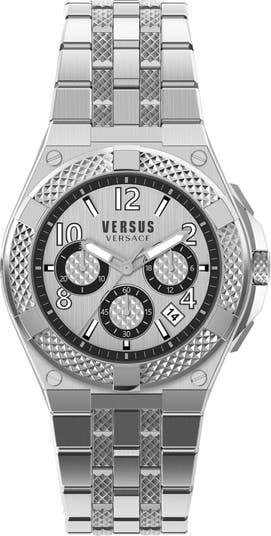 Мужские часы Esteve из нержавеющей стали с серебряным циферблатом, 46 мм Versus Versace
