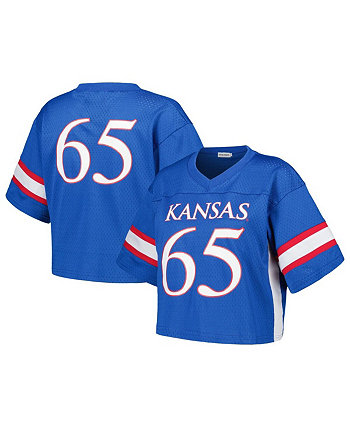 Женская модная укороченная футбольная майка #65 Royal Kansas Jayhawks Established & Co.