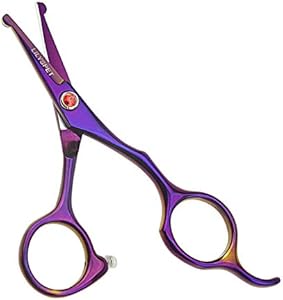 LILYS PET 5.0" Right-Handed Round-Tip Pet Grooming Scissors, Stainless Steel Small Ball Tip for Nose Hair,Ear Hair,Face Hair,Paw Hair for Dogs and Cats… LILYS PET