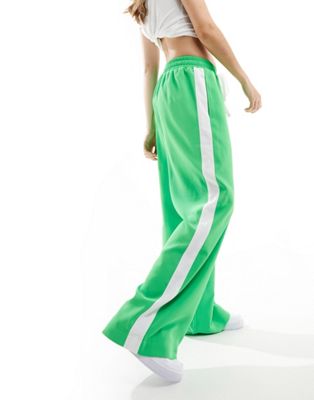 ASOS DESIGN pull on pants with contrast panel in bright green ASOS DESIGN
